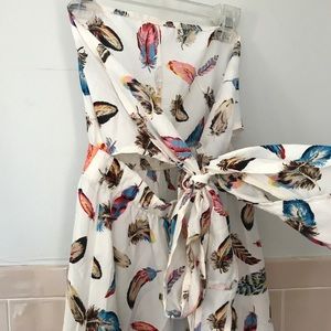 VINTAGE CALIFORNIA SELECT feather mini tie dress